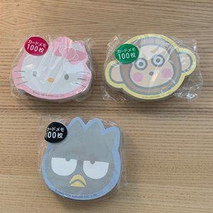 LOT OF 3 SANRIO POST ITS MEMO PAD HELLO KITTY BADTZ MARU MONKICHI